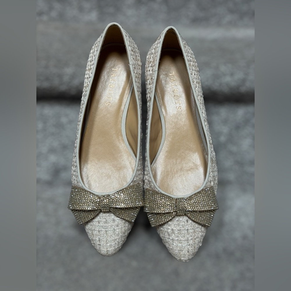 NEW Talbots Edison Bow Bouclé Flats Balletcore Parisian Chic Women’s 7 Soft Girl - Picture 4 of 10